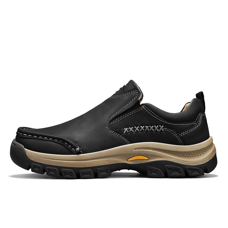 Men’s Handmade Leather Work Shoes – Arch Support, Wide Toe Box, Breathable Lining, Lightweight Protective & Slip-Resistant for Outdoor Work