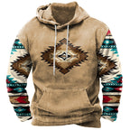 Men's Vintage Ethnic Geometric Print Hoodie