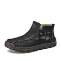 (🎁#6 Best Seller) Men's Top-Quality Motorcycle Boots Hand-Stitched Genuine Leather Boots-Wide Toe, Waterproof, Anti-Slip, Anti-Sprain, Suitable for Work, Driving, Hiking