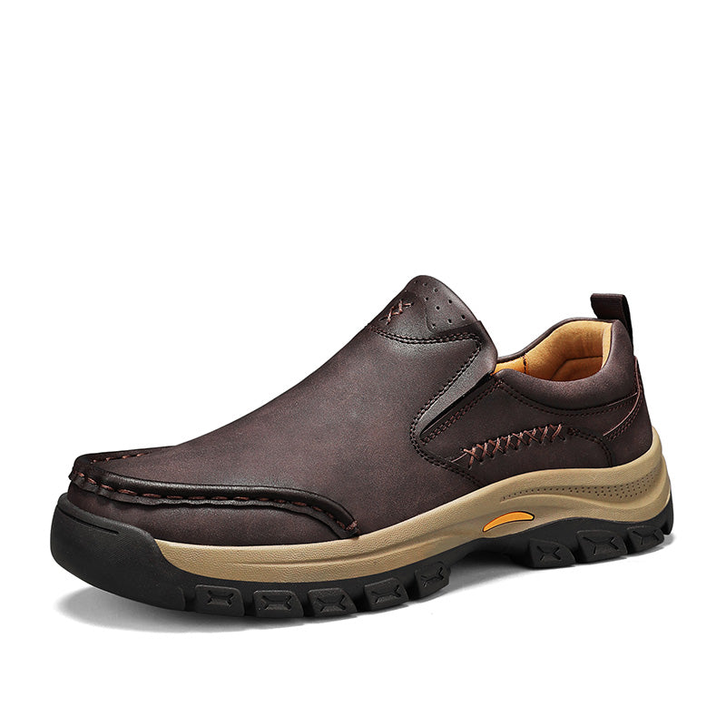 Men’s Handmade Leather Work Shoes – Arch Support, Wide Toe Box, Breathable Lining, Lightweight Protective & Slip-Resistant for Outdoor Work