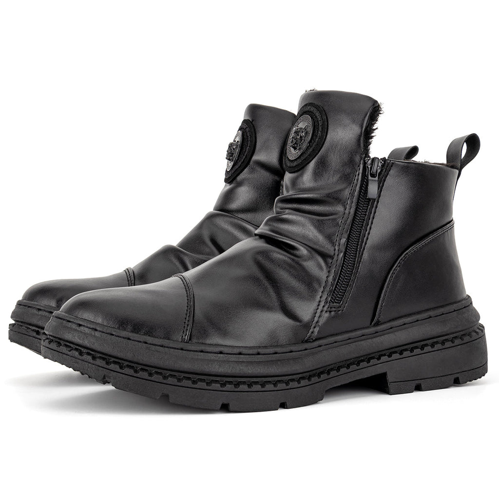 Men's Comfortable Leather Motorcycle Boots Work Boots Waterproof Anti-Slip Anti-Sprain