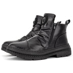 Men's Comfortable Leather Motorcycle Boots Work Boots Waterproof Anti-Slip Anti-Sprain