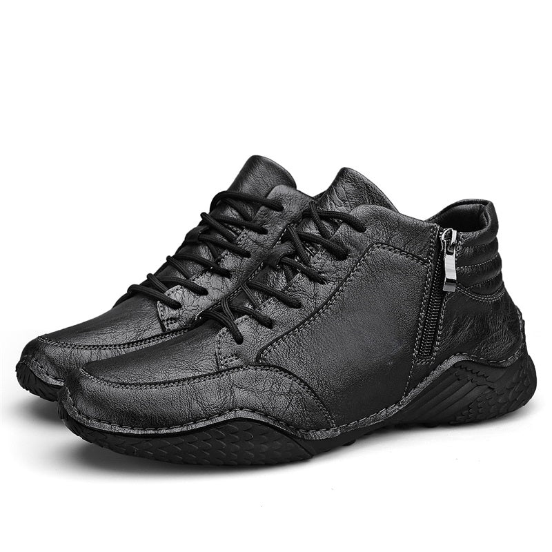 ⏰Limited-Time 70% OFF –Men's Orthopedic Ankle Boots Leather with Zip – Arch Support, Non-Slip, Waterproof, Boots for Work & Outdoors