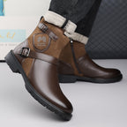 Men’s Orthopedic Motorcycle Handmade Boot–Pressure Relief, Waterproof, Slip-Resistant, Wide Toe, Arch&Ankle Support
