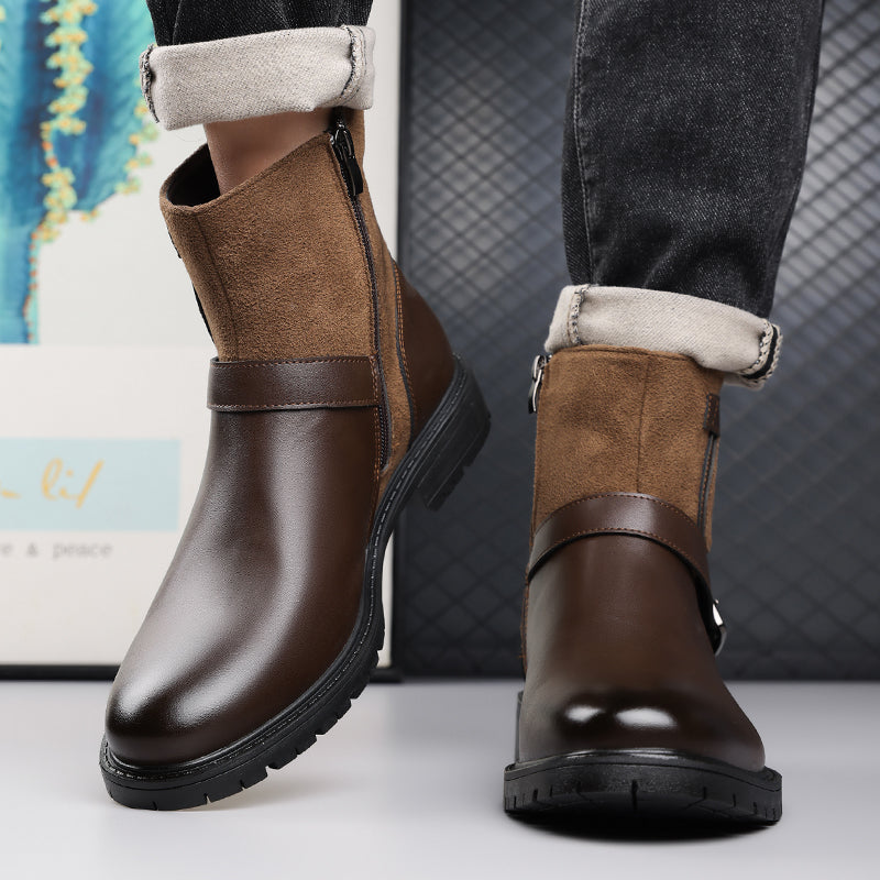 Men’s Orthopedic Motorcycle Handmade Boot–Pressure Relief, Waterproof, Slip-Resistant, Wide Toe, Arch&Ankle Support