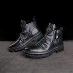Men's Comfortable Leather Motorcycle Boots Work Boots Waterproof Anti-Slip Anti-Sprain