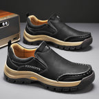 Men’s Handmade Leather Work Shoes – Arch Support, Wide Toe Box, Breathable Lining, Lightweight Protective & Slip-Resistant for Outdoor Work