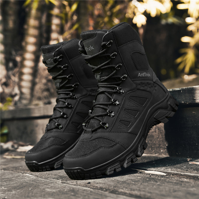 Men's Orthopedic Walking Boots - Built-In Arch Support; Waterproof Leather Upper; Wide Toe; Non-Slip; Ankle Support; Scratch&Smash&Puncture Resistant; Comfortable Hiking Boots