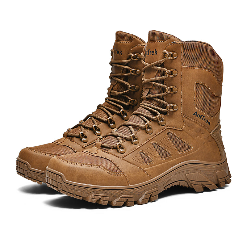 Men's Orthopedic Walking Boots - Built-In Arch Support; Waterproof Leather Upper; Wide Toe; Non-Slip; Ankle Support; Scratch&Smash&Puncture Resistant; Comfortable Hiking Boots