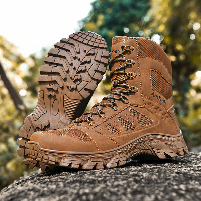 Men's Orthopedic Walking Boots - Built-In Arch Support; Waterproof Leather Upper; Wide Toe; Non-Slip; Ankle Support; Scratch&Smash&Puncture Resistant; Comfortable Hiking Boots