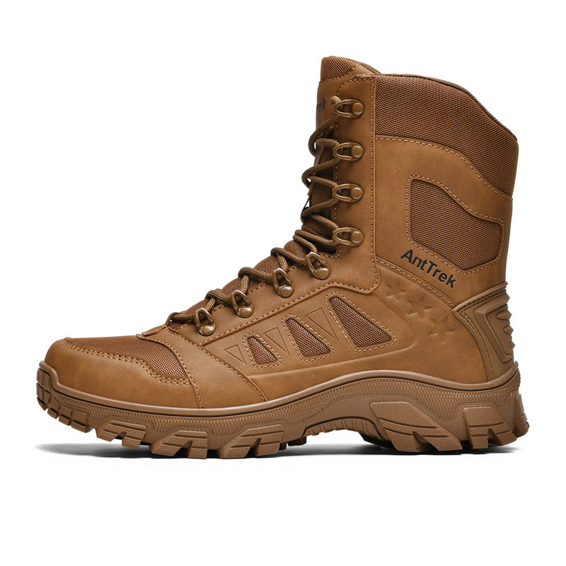 Men's Orthopedic Walking Boots - Built-In Arch Support; Waterproof Leather Upper; Wide Toe; Non-Slip; Ankle Support; Scratch&Smash&Puncture Resistant; Comfortable Hiking Boots