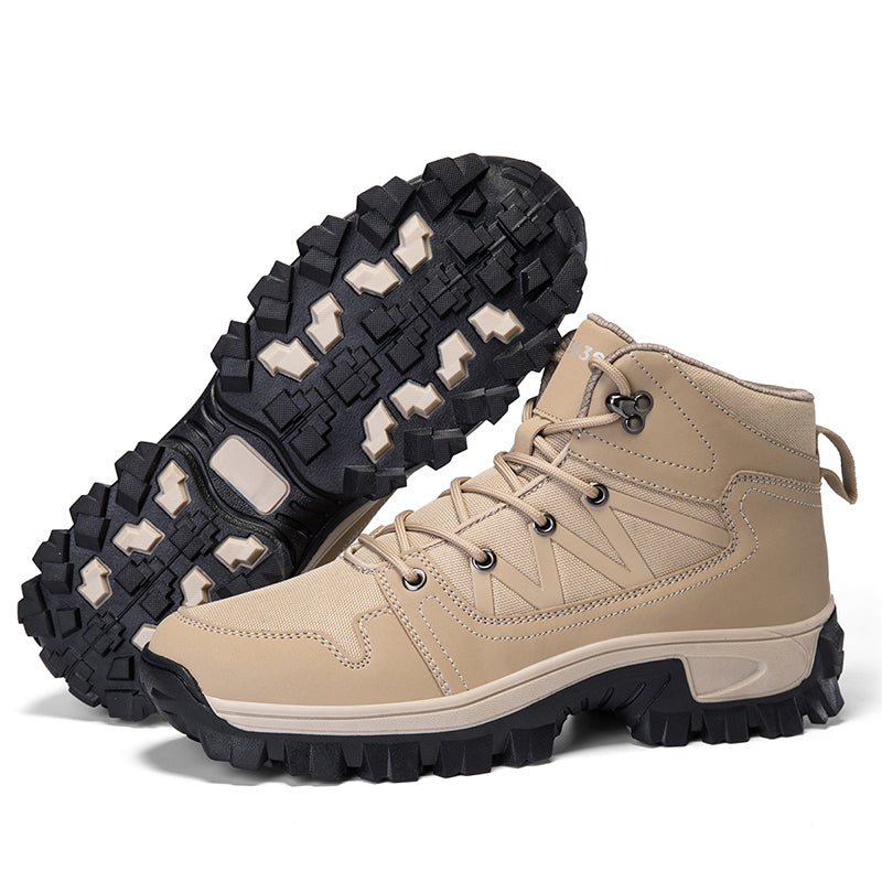 Men's Orthopedic Walking Boots - Built-In Arch Support; Ankle Support; Waterproof Leather Upper; Wide Toe; Non-Slip; Anti-Wear; Comfortable Hiking Boots