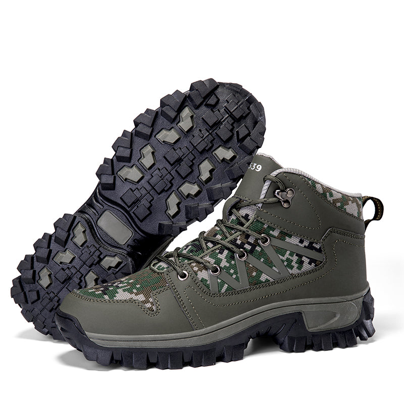 Men's Orthopedic Walking Boots - Built-In Arch Support; Ankle Support; Waterproof Leather Upper; Wide Toe; Non-Slip; Anti-Wear; Comfortable Hiking Boots