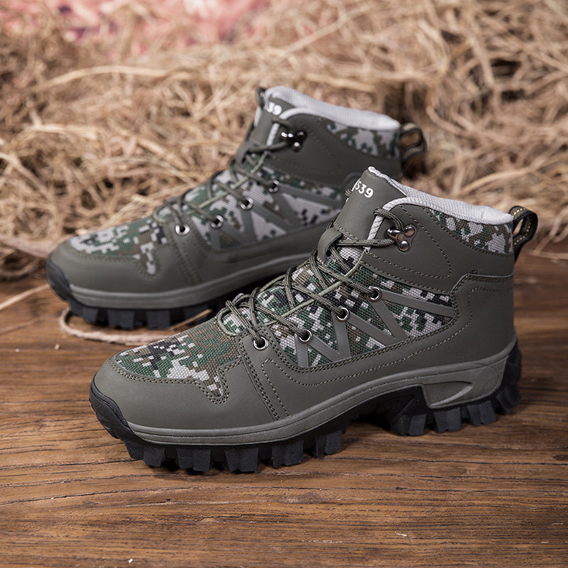 Men's Orthopedic Walking Boots - Built-In Arch Support; Ankle Support; Waterproof Leather Upper; Wide Toe; Non-Slip; Anti-Wear; Comfortable Hiking Boots