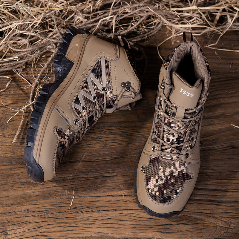 Men's Orthopedic Walking Boots - Built-In Arch Support; Ankle Support; Waterproof Leather Upper; Wide Toe; Non-Slip; Anti-Wear; Comfortable Hiking Boots