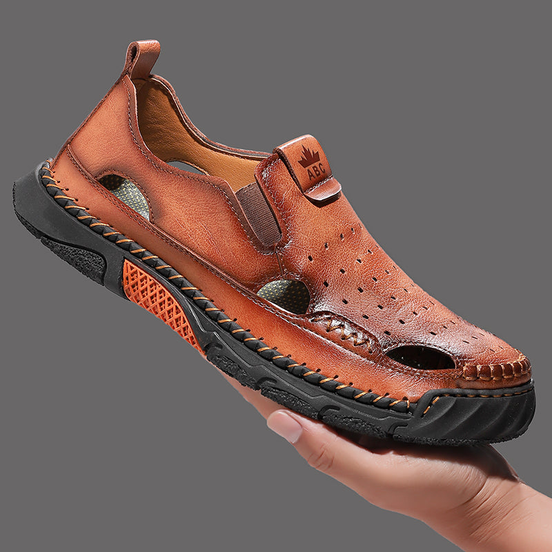 Men's Orthopedic Walking Shoes - Built-In Arch Support; Premium Leather Upper; Wide Toe; Non-Slip; Comfortable Work Shoes