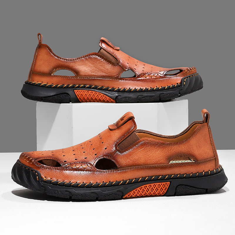 Men's Orthopedic Walking Shoes - Built-In Arch Support; Premium Leather Upper; Wide Toe; Non-Slip; Comfortable Work Shoes