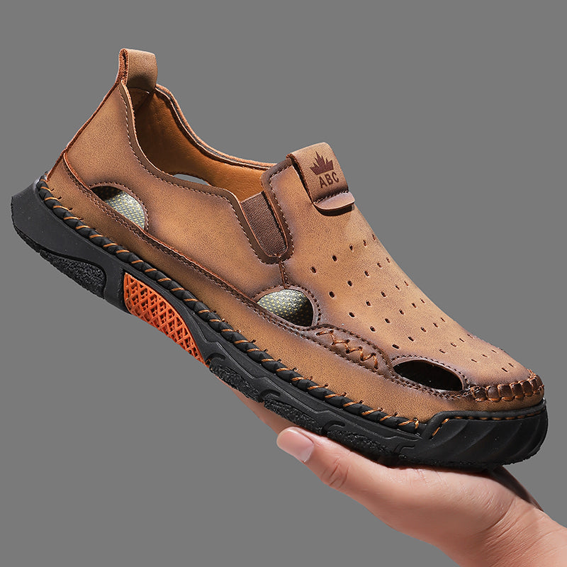 Men's Orthopedic Walking Shoes - Built-In Arch Support; Premium Leather Upper; Wide Toe; Non-Slip; Comfortable Work Shoes