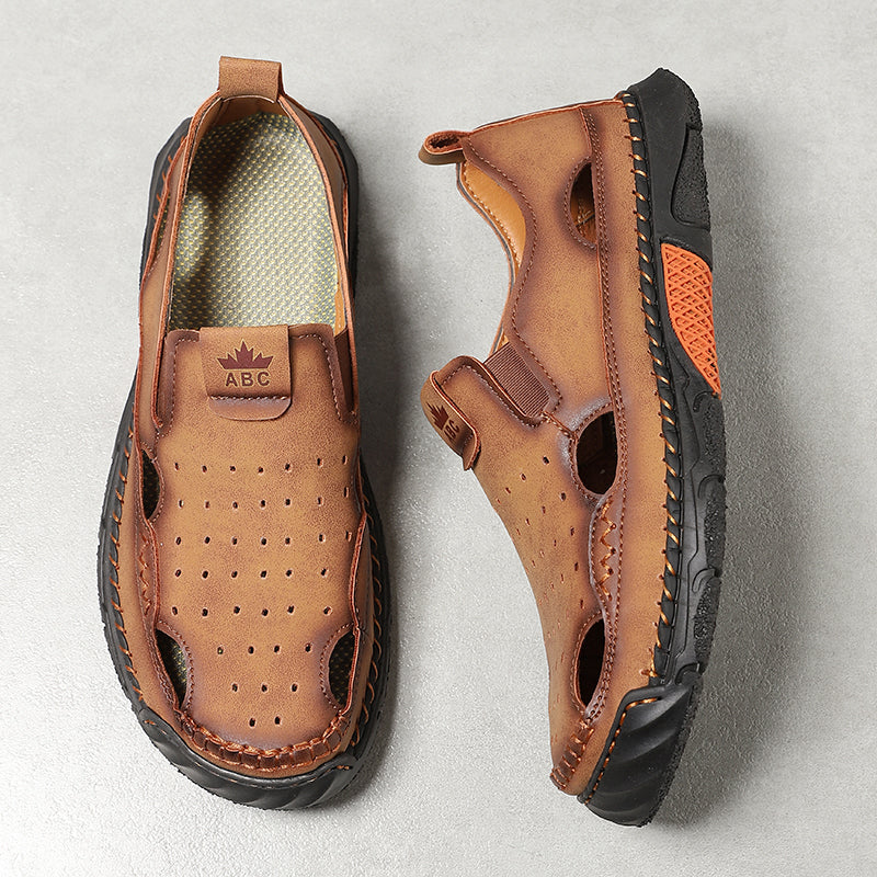 Men's Orthopedic Walking Shoes - Built-In Arch Support; Premium Leather Upper; Wide Toe; Non-Slip; Comfortable Work Shoes