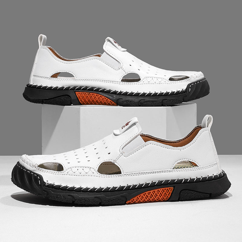 Men's Orthopedic Walking Shoes - Built-In Arch Support; Premium Leather Upper; Wide Toe; Non-Slip; Comfortable Work Shoes