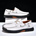 Men's Orthopedic Slip-Ons | Hand-Stitched Leather | 18mm Arch Support | 4E Wide Fit
