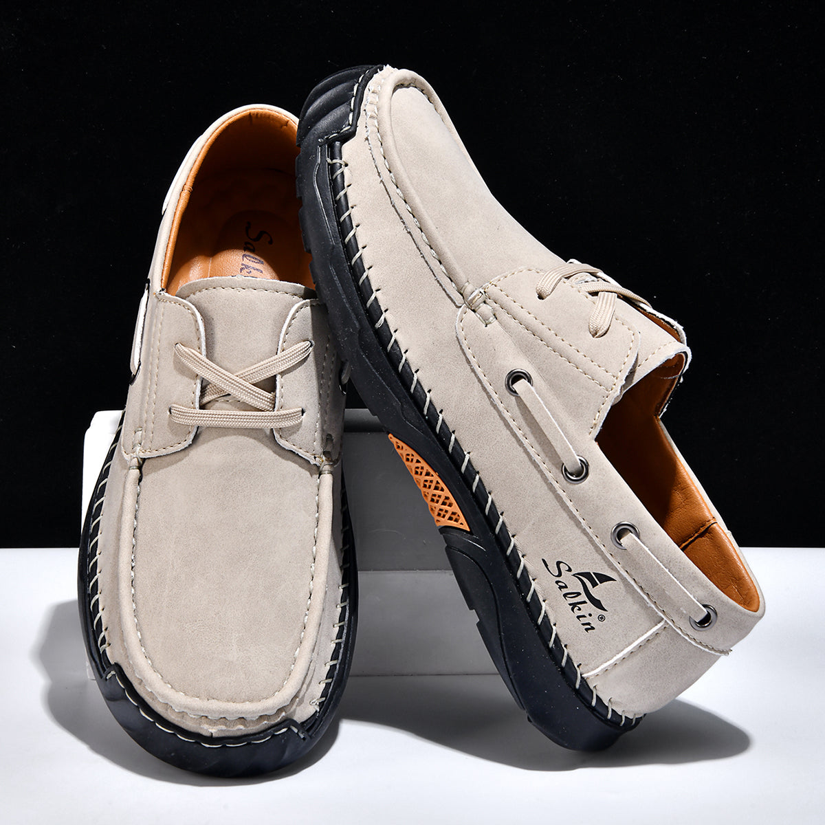 Men's Orthopedic Slip-Ons | Hand-Stitched Leather | 18mm Arch Support | 4E Wide Fit