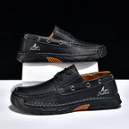Men's Orthopedic Slip-Ons | Hand-Stitched Leather | 18mm Arch Support | 4E Wide Fit