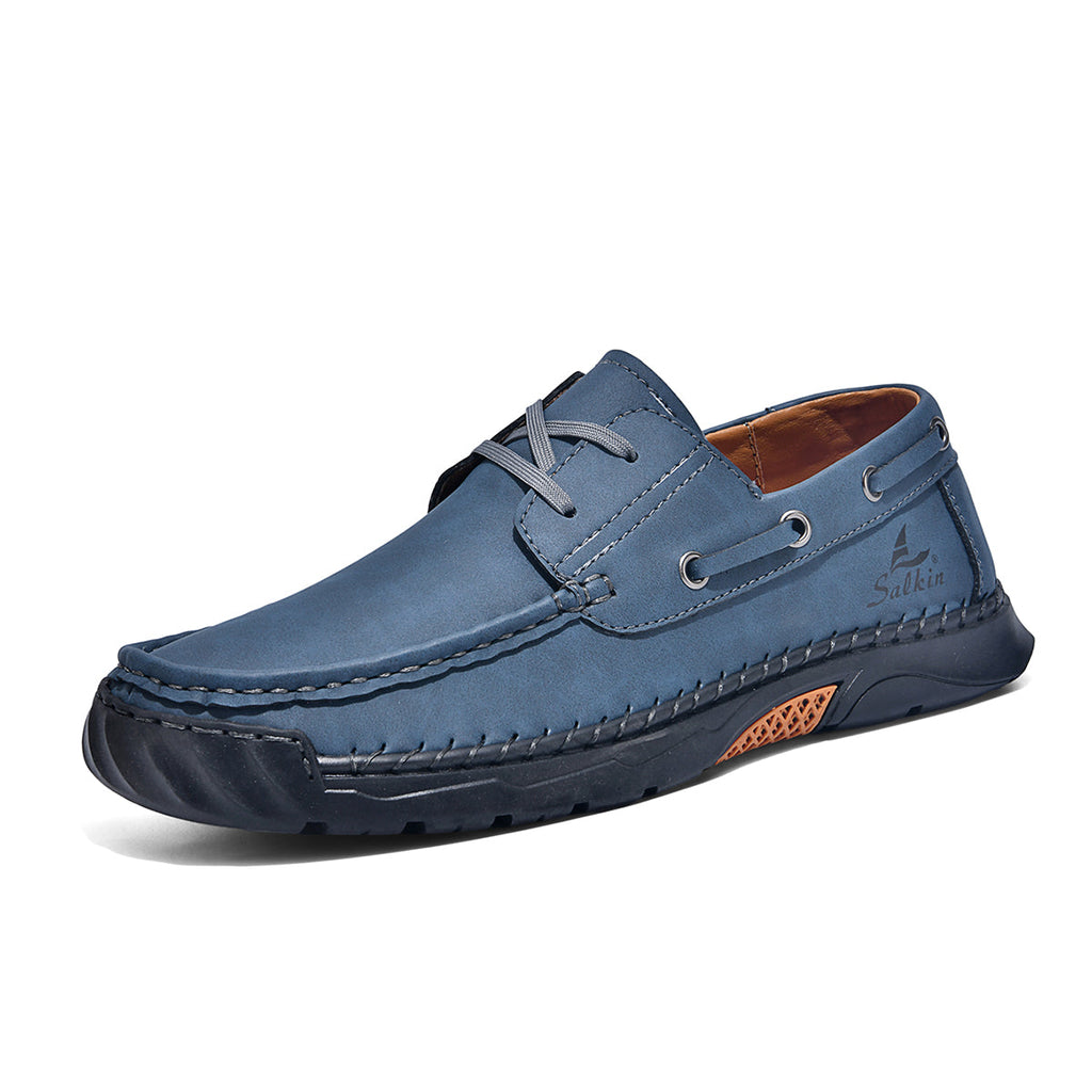 Men's Orthopedic Slip-Ons | Hand-Stitched Leather | 18mm Arch Support | 4E Wide Fit