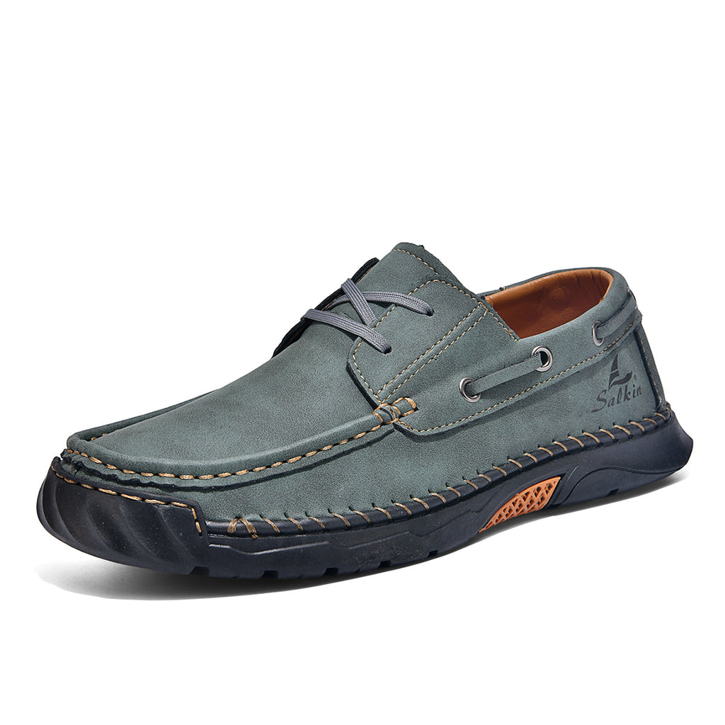 Men's Orthopedic Slip-Ons | Hand-Stitched Leather | 18mm Arch Support | 4E Wide Fit