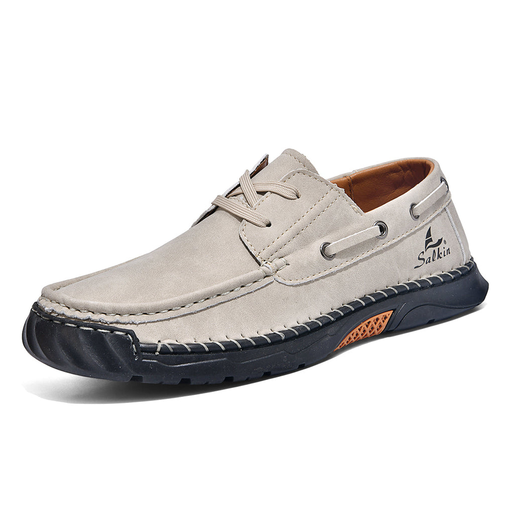 Men's Orthopedic Slip-Ons | Hand-Stitched Leather | 18mm Arch Support | 4E Wide Fit