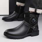 Men’s Orthopedic Motorcycle Handmade Boot–Pressure Relief, Waterproof, Slip-Resistant, Wide Toe, Arch&Ankle Support