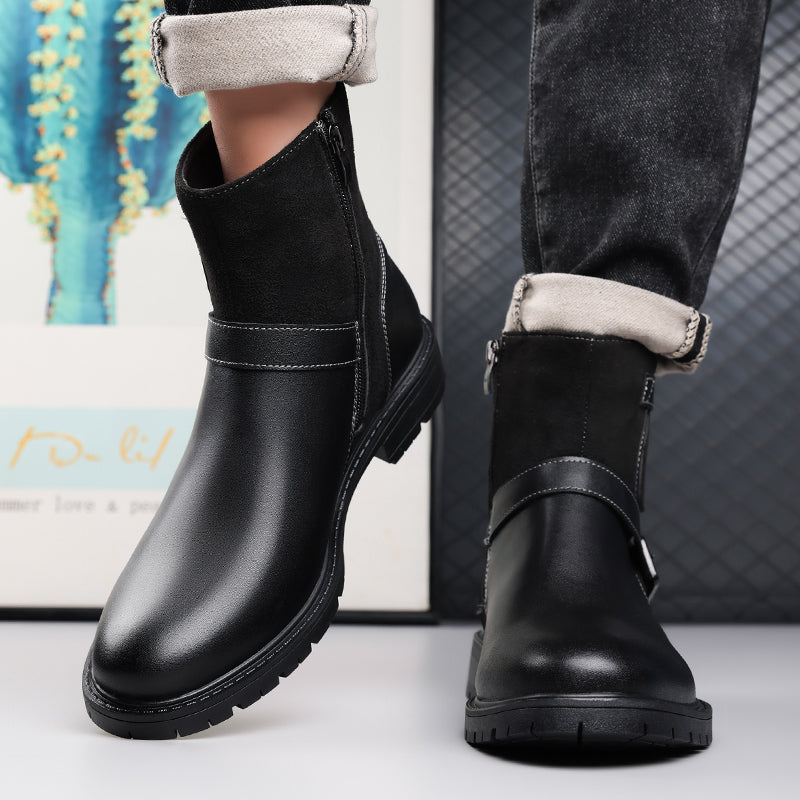 Men’s Orthopedic Motorcycle Handmade Boot–Pressure Relief, Waterproof, Slip-Resistant, Wide Toe, Arch&Ankle Support