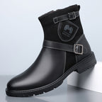 Men’s Orthopedic Motorcycle Handmade Boot–Pressure Relief, Waterproof, Slip-Resistant, Wide Toe, Arch&Ankle Support