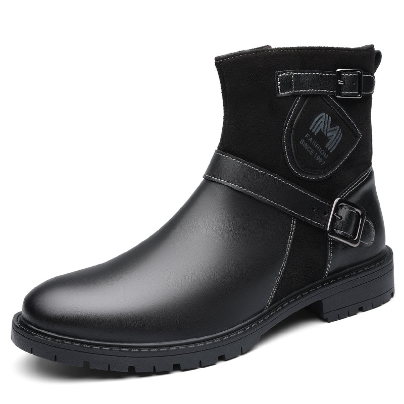 Men’s Orthopedic Motorcycle Handmade Boot–Pressure Relief, Waterproof, Slip-Resistant, Wide Toe, Arch&Ankle Support