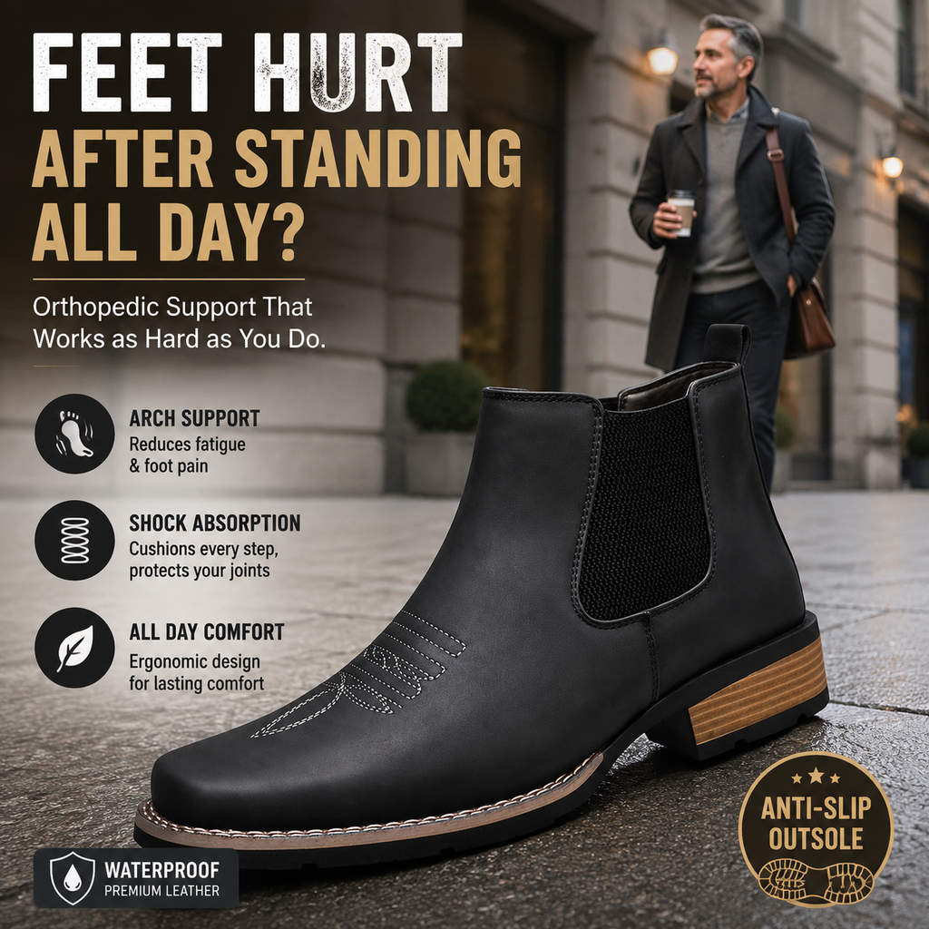 Men's Slip On Chelsea Ankle Boot - Slip-On, Waterproof, Maximum Support, Wide Toe Box with Arch Support