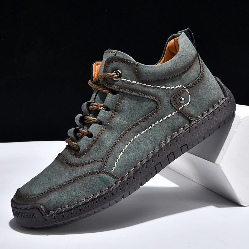 (💥Top Rated Choice) Men’s Handmade Leather Outdoor Shoes – Arch Support, Wide Fit, Comfortable, Rugged Non-Slip Sole for Work & Hiking