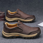 Men’s Handmade Leather Work Shoes – Arch Support, Wide Toe Box, Breathable Lining, Lightweight Protective & Slip-Resistant for Outdoor Work