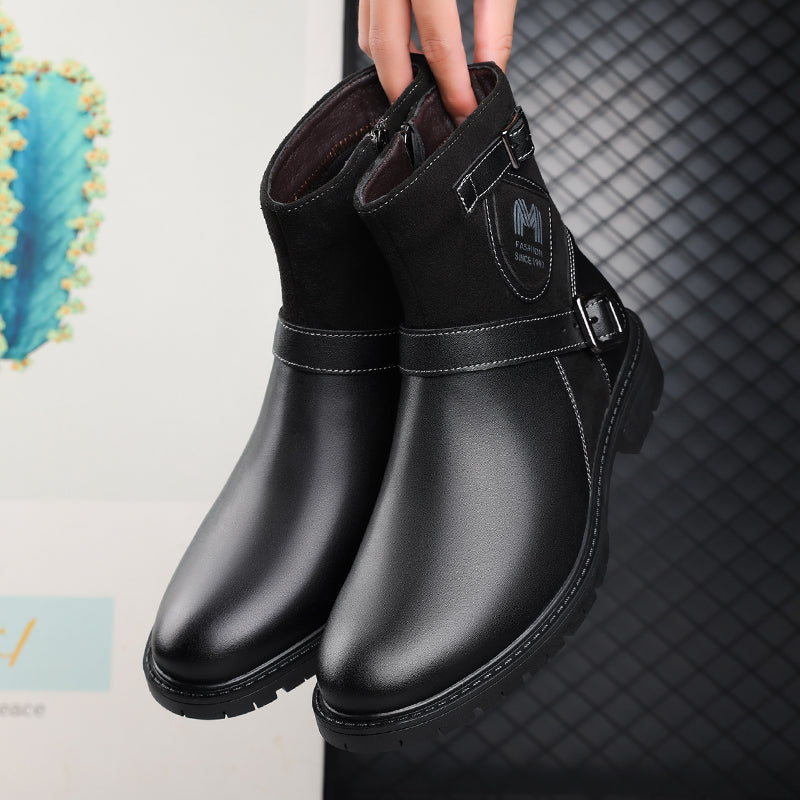 Men’s Orthopedic Motorcycle Handmade Boot–Pressure Relief, Waterproof, Slip-Resistant, Wide Toe, Arch&Ankle Support