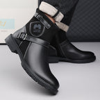 Men’s Orthopedic Motorcycle Handmade Boot–Pressure Relief, Waterproof, Slip-Resistant, Wide Toe, Arch&Ankle Support