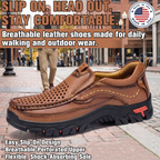 Men’s Handmade Perforated Leather Work & Outdoor Shoes – Arch Support, Wide Toe Box, Easy Slip-On, Rugged Non-Slip Sole