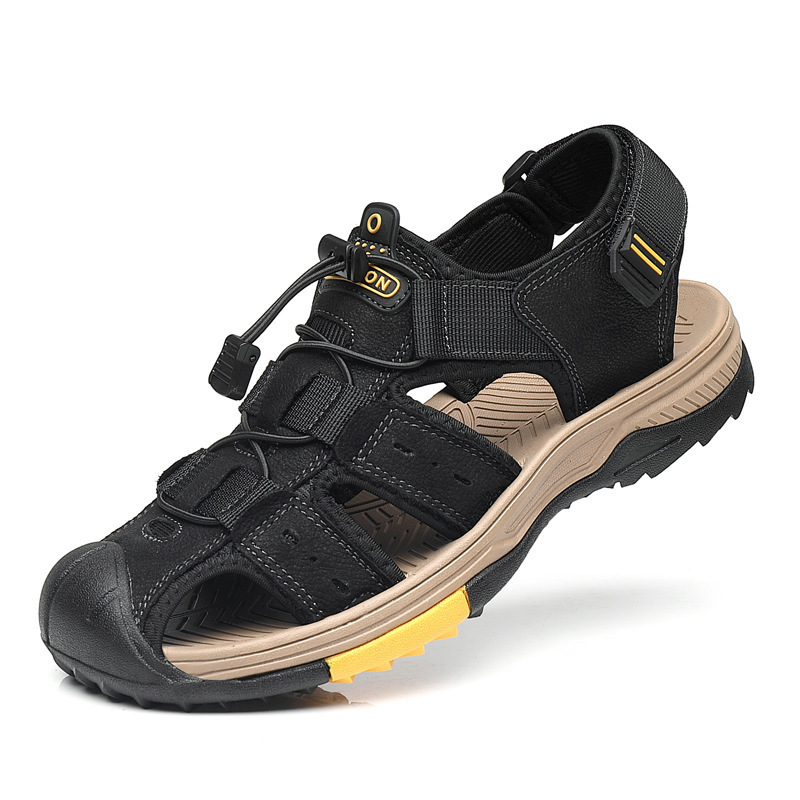 Men's Lightweight Leather Hiking Sandal Lightweight Non-Slip Orthopedic Support Sandal