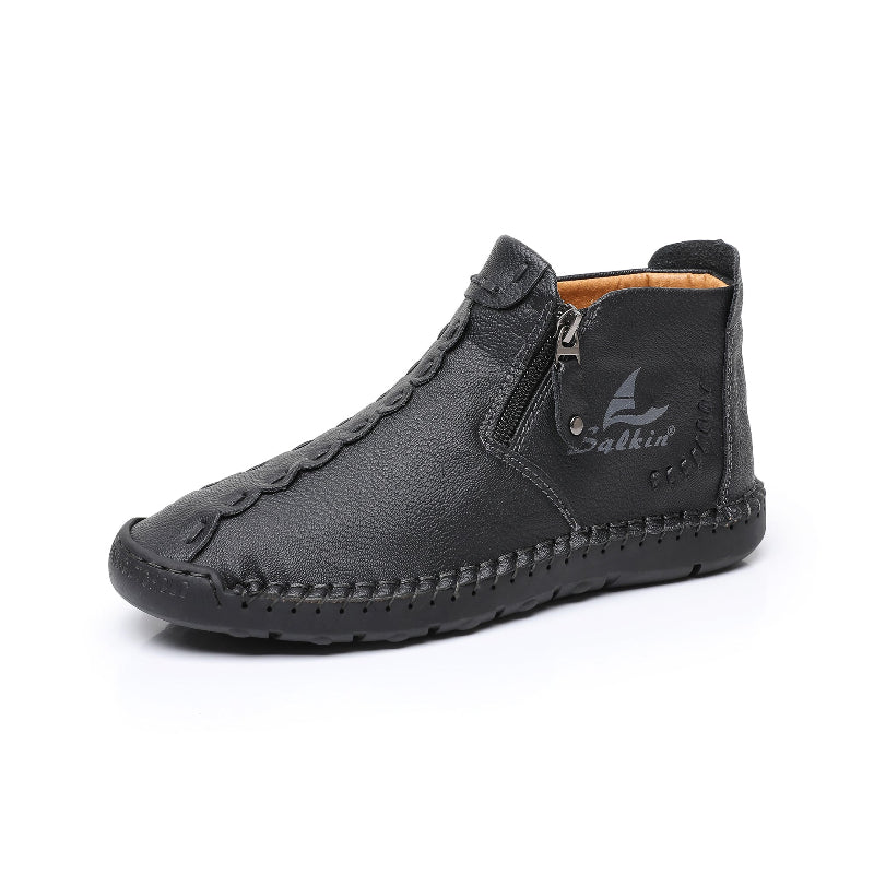 ⏰Limited-Time 70% OFF—Men’s Wide-Fit Handmade Driving Boots – Easy Zip, All-Day Comfort, Arch Support, Waterproof, Pressure Relief, Non-Slip Sole for Casual, Travel&Outdoor
