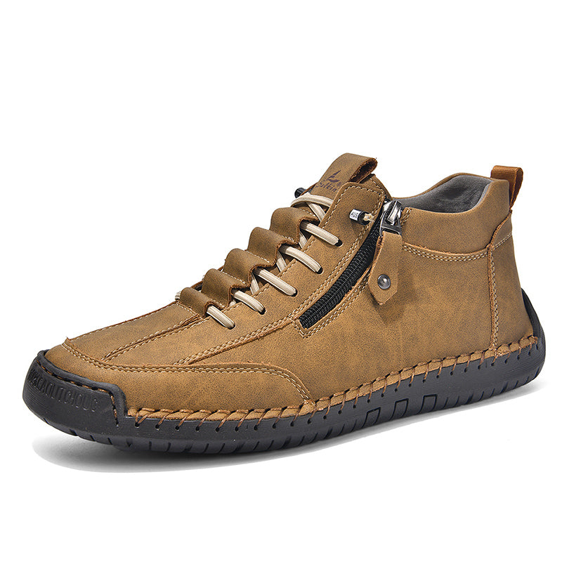 ⏰Limited-Time 70% OFF– Men’s Handmade Leather Work Boots – All-Day Comfort, Slip-Resistant, Wide Toe with Arch& Ankle Support