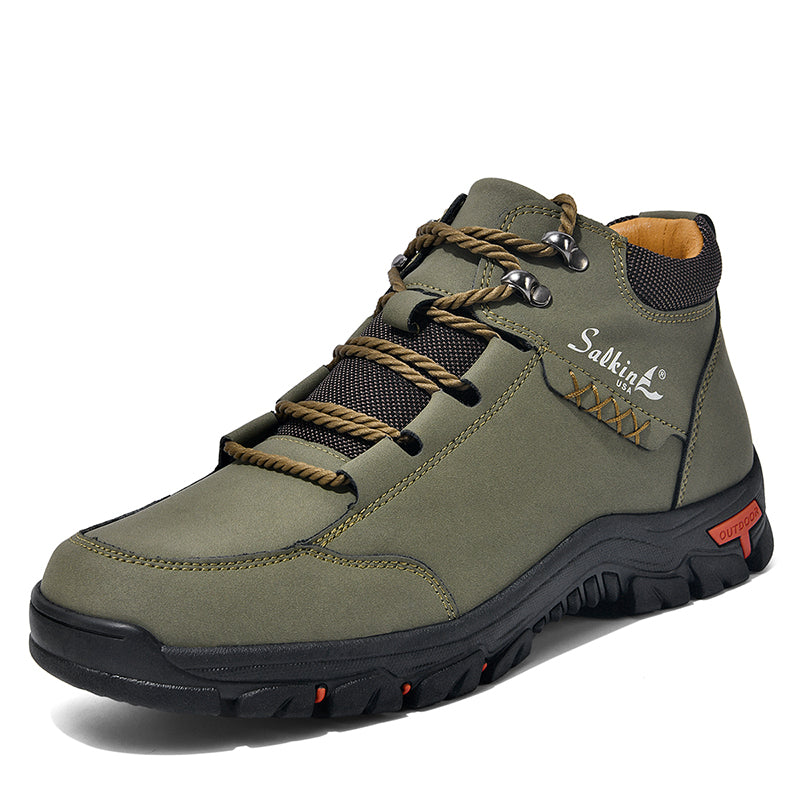 (💥Top Rated Choice) Men’s Orthopedic Handmade Leather Boots For All-Day Comfort–Pressure Relief, Waterproof, Slip-Resistant, Wide Toe Box