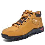 (💥Top Rated Choice) Men’s Orthopedic Handmade Leather Boots For All-Day Comfort–Pressure Relief, Waterproof, Slip-Resistant, Wide Toe Box