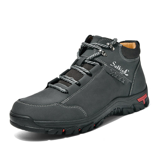 (💥Top Rated Choice) Men’s Orthopedic Handmade Leather Boots For All-Day Comfort–Pressure Relief, Waterproof, Slip-Resistant, Wide Toe Box