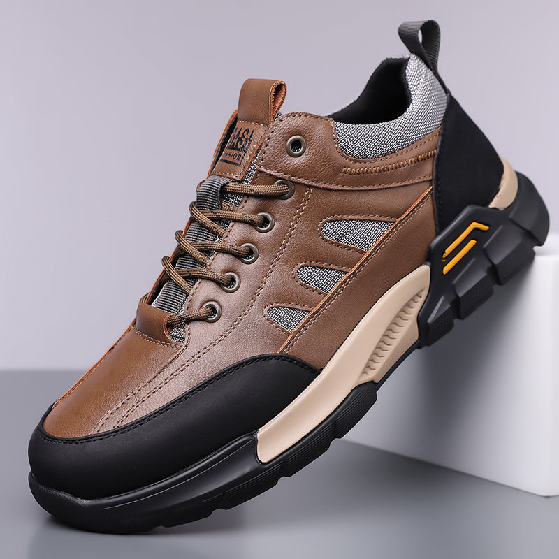 💥 12 HOURS. NO PAIN. Men’s Comfort Leather Outdoor Shoes – Arch Support, Wide Toe Box, Breathable Lining, Lightweight & Slip-Resistant for All-Day Wear