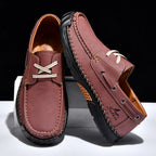 (💥Top Rated Choice)  Men’s Orthopedic Premium Handmade Leather Boat Shoes – Pressure Relief, Waterproof, Slip-Resistant, Wide Toe, Arch&Ankle Support for Everyday & Travel