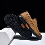 (💥Top Rated Choice)  Men’s Orthopedic Premium Handmade Leather Boat Shoes – Pressure Relief, Waterproof, Slip-Resistant, Wide Toe, Arch&Ankle Support for Everyday & Travel