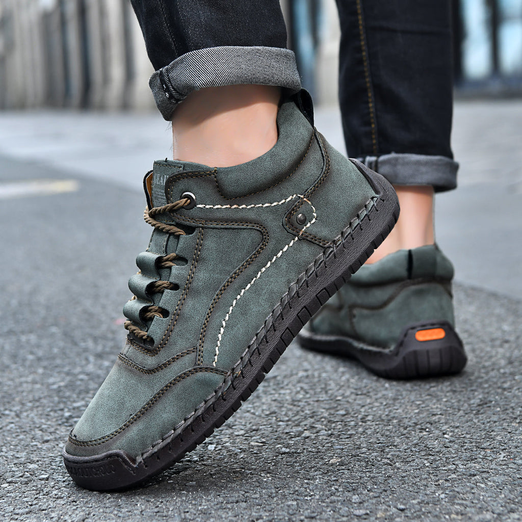 (💥Top Rated Choice) Men’s Handmade Leather Outdoor Shoes – Arch Support, Wide Fit, Comfortable, Rugged Non-Slip Sole for Work & Hiking